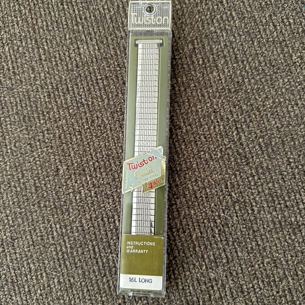 Speidel Twist-On Stretch Watchband NOS Silver Stainless Steel USA 16 New